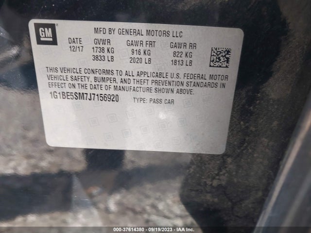 Chevrolet CRUZE LT 2018 1G1BE5SM7J7156920 Image 9