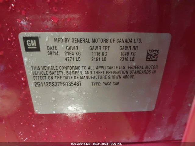 Chevrolet IMPALA LT 2015 2G1125S37F9135437 Image 9