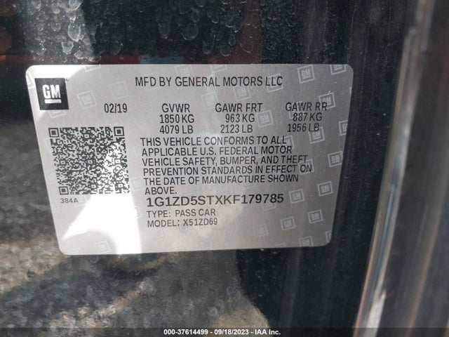 Chevrolet MALIBU LT 2019 1G1ZD5STXKF179785 Image 9