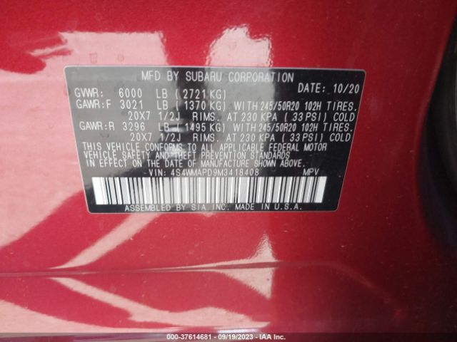 4S4WMAPD9M3418408 Subaru Ascent Limited