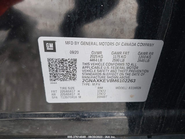 Chevrolet EQUINOX LT 2021 2GNAXKEV8M6102263 Image 9