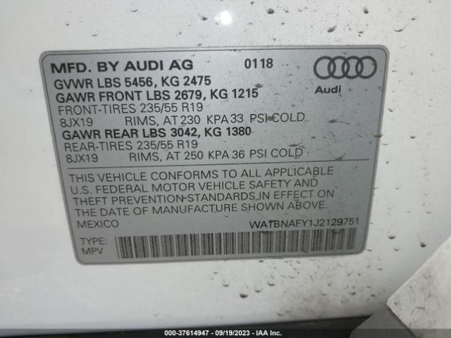 WA1BNAFY1J2129751 Audi Q5 Premium Plus