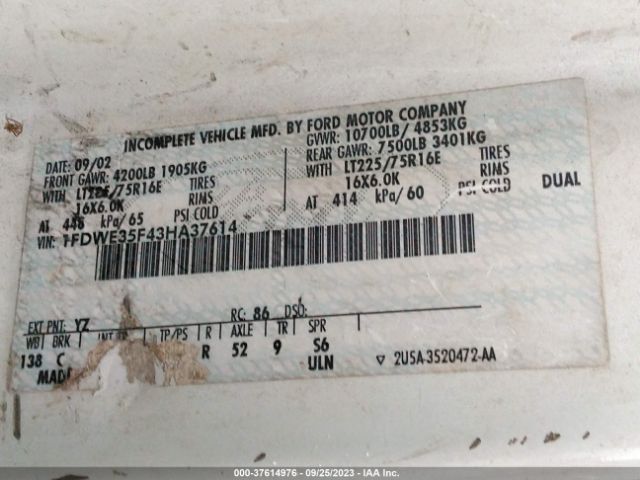 2003 FORD ECONOLINE COMMERCIAL 1FDWE35F43HA37614 Photo 8