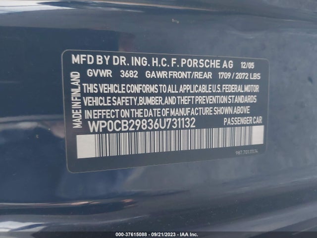 2006 PORSCHE BOXSTER WP0CB29836U731132 Photo 8