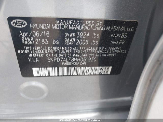 Hyundai ELANTRA SE 2017 5NPD74LF8HH051930 Image 9