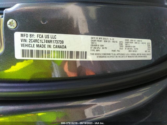 2C4RC1L74NR173739 Chrysler Pacifica Hybrid Touring L