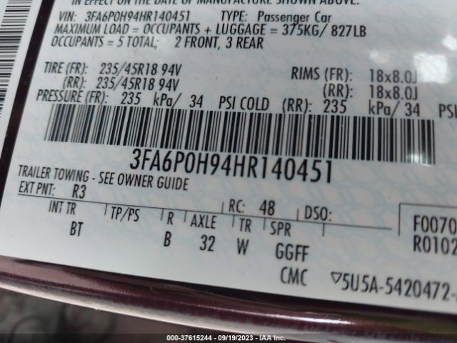 2017 FORD FUSION 3FA6P0H94HR140451 Photo 8