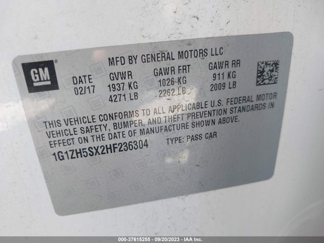 2017 CHEVROLET MALIBU PREMIER VIN: 1G1ZH5SX2HF236304