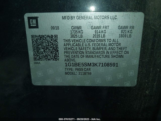 Chevrolet CRUZE LT 2019 1G1BE5SM3K7108591 Image 9
