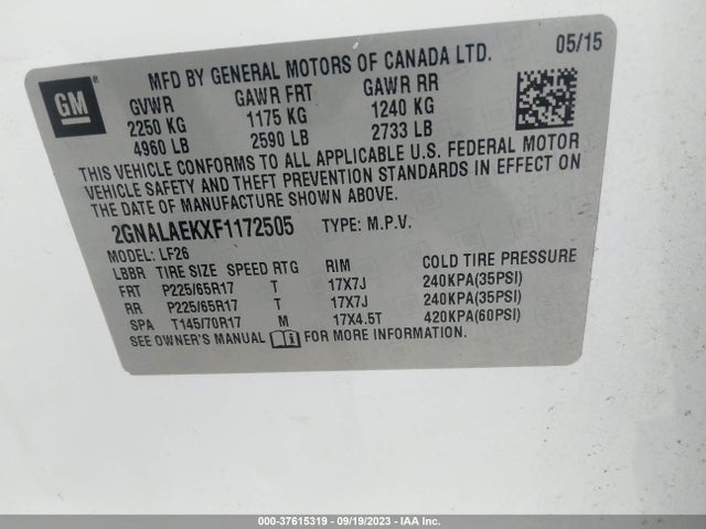 Chevrolet EQUINOX LS 2015 2GNALAEKXF1172505 Image 9