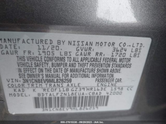 3N1CN8EV9ML826259 Nissan VERSA SV