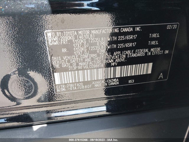 Toyota Rav4 Xle 2020 2T3P1RFV6LC098858 Image 9