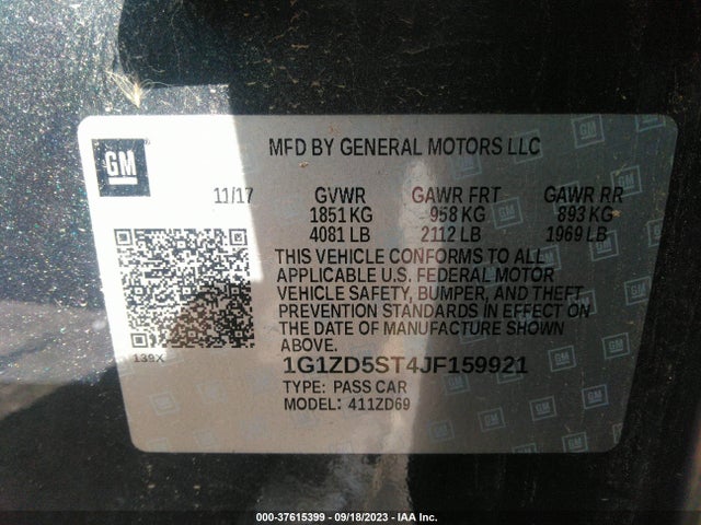 Chevrolet MALIBU LT 2018 1G1ZD5ST4JF159921 Image 9