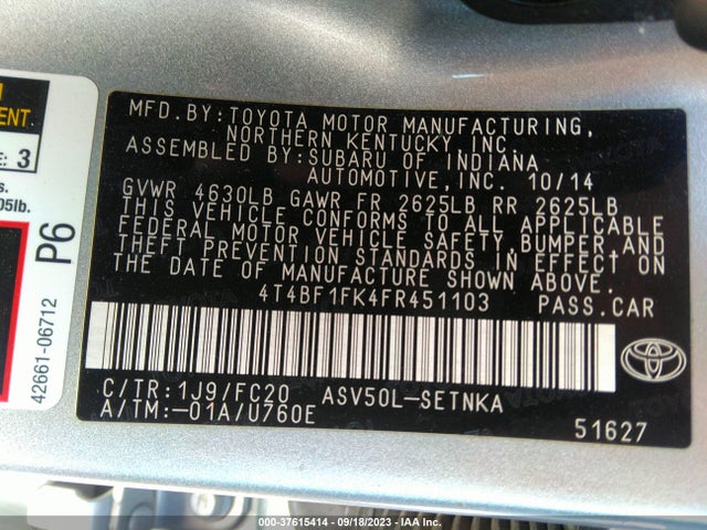 Toyota CAMRY LE 2015 4T4BF1FK4FR451103 Image 25