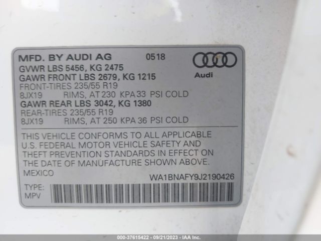 2018 AUDI Q5 WA1BNAFY9J2190426 Photo 8
