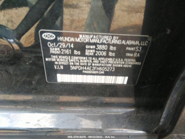 2015 HYUNDAI ELANTRA SE VIN: 5NPDH4AE2FH605273