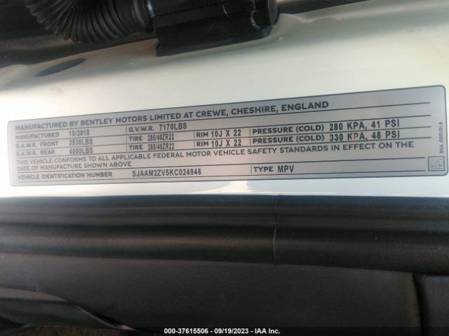 SJAAM2ZV5KC024946 Bentley Bentayga V8