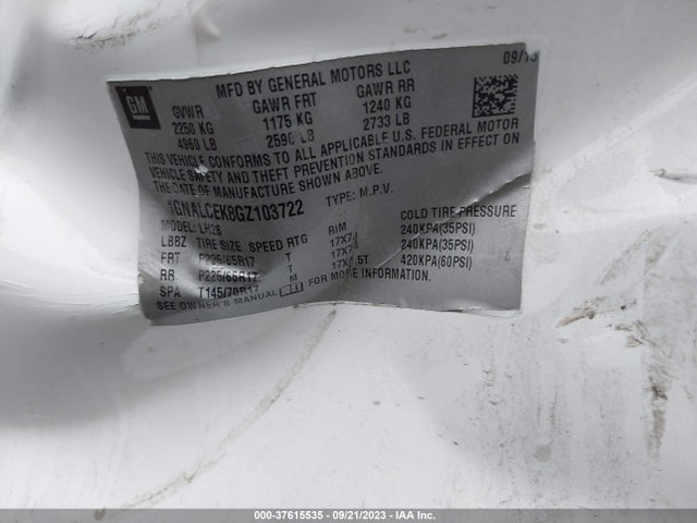 Chevrolet EQUINOX LT 2016 1GNALCEK8GZ103722 Image 9