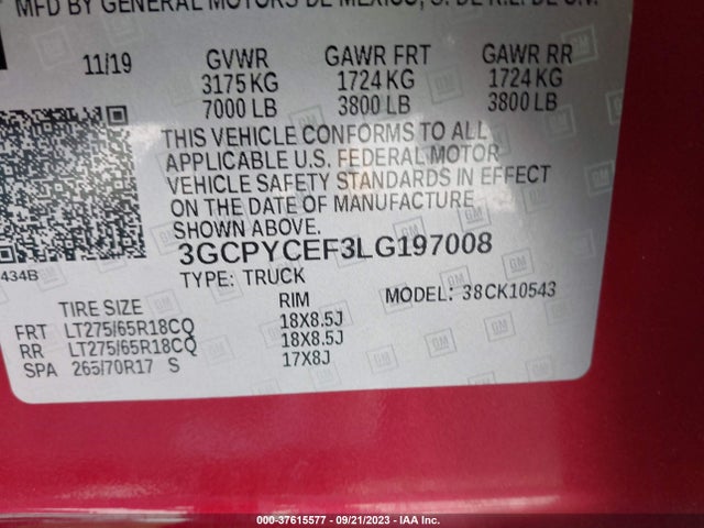 Chevrolet Silverado 1500 Custom Trail Boss 2020 3GCPYCEF3LG197008 Image 9