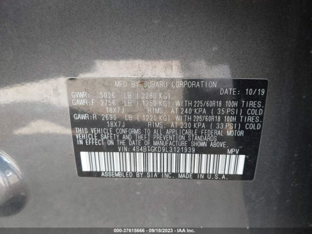 4S4BTGKD9L3121939 Subaru Outback Onyx Edition Xt