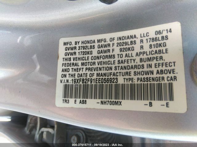 19XFB2F91EE056923 Honda Civic Sedan Ex-l