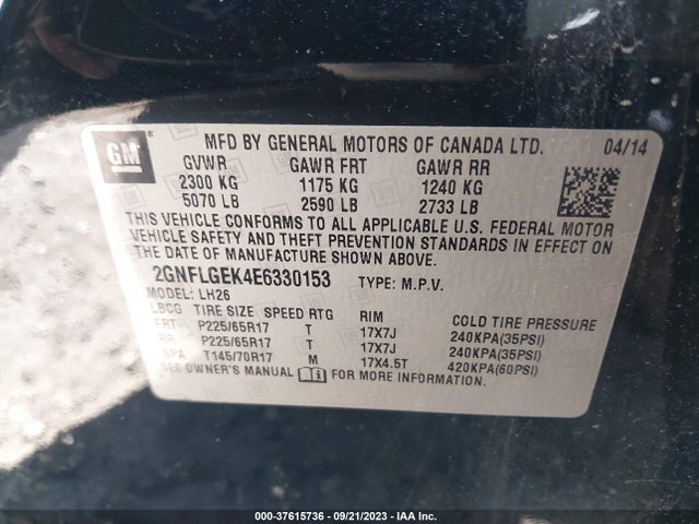 Chevrolet Equinox 2lt 2014 2GNFLGEK4E6330153 Image 9