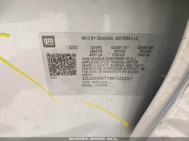 Chevrolet MALIBU LT 2022 1G1ZD5ST7NF121217 Image 9