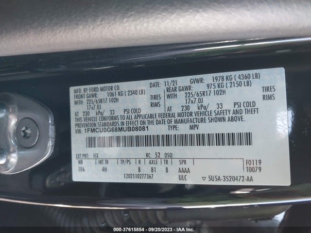 Ford ESCAPE SE 2021 1FMCU0G68MUB08081 Image 9
