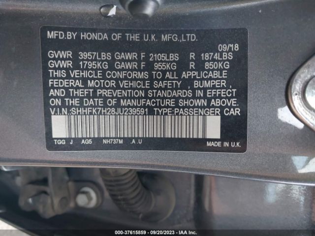 SHHFK7H28JU239591 Honda Civic Hatchback Lx