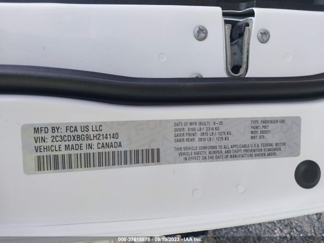 Dodge Charger Sxt 2020 2C3CDXBG9LH214140 Image 9