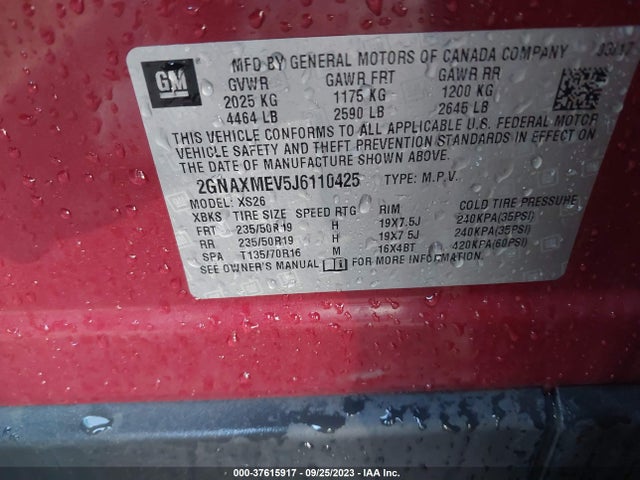 Chevrolet Equinox Premier 2018 2GNAXMEV5J6110425 Image 9