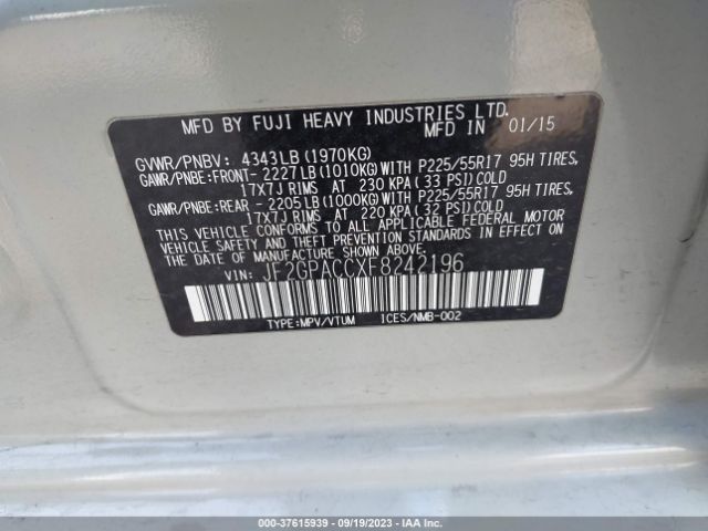 JF2GPACCXF8242196 Subaru Xv Crosstrek Premium