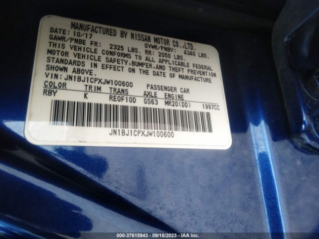 JN1BJ1CPXJW100600 Nissan Rogue Sport Sl