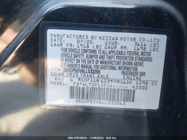3N1CP5DV6LL533265 Nissan KICKS SR