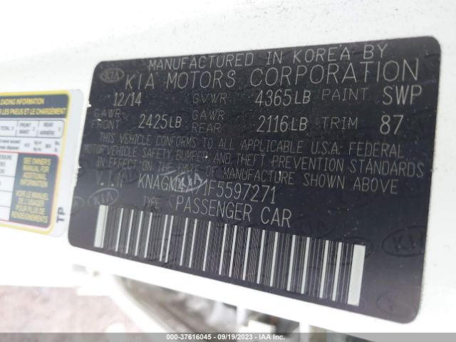 KNAGM4A71F5597271 KIA Optima Lx