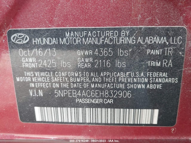 Hyundai SONATA GLS 2014 5NPEB4AC6EH832906 Image 9