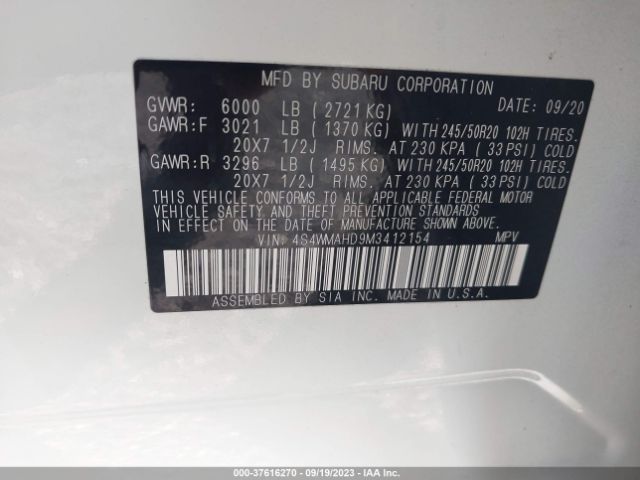 Subaru Ascent Premium 2021 4S4WMAHD9M3412154 Image 9