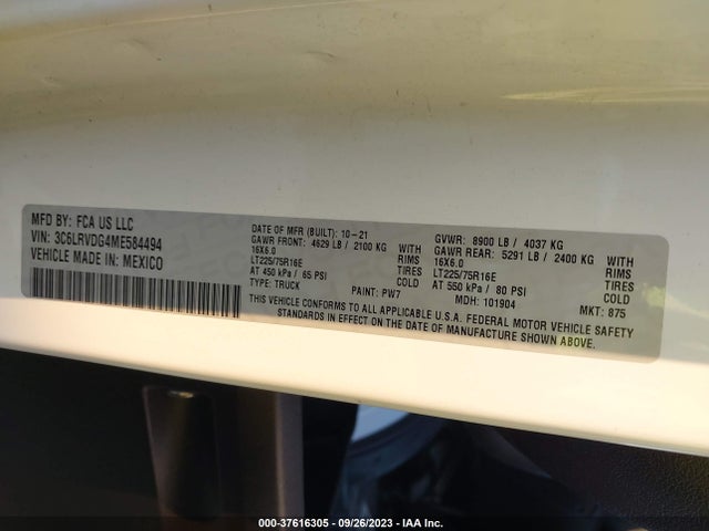 3C6LRVDG4ME584494 RAM Promaster Cargo Van