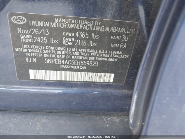 Hyundai SONATA GLS 2014 5NPEB4AC5EH859823 Image 10