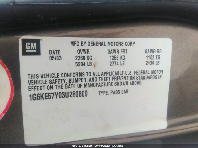 Продажа на аукционе авто 2003 Cadillac Deville Dhs, vin: 1G6KE57Y03U280800, номер лота: 37616559