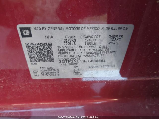 3GTP1NEC9JG638661 GMC Sierra 1500 Slt