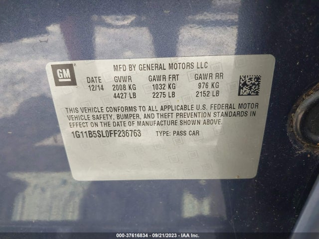2015 CHEVROLET MALIBU LS VIN: 1G11B5SL0FF236763