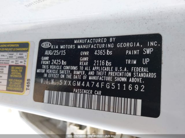 5XXGM4A74FG511692 KIA Optima Lx