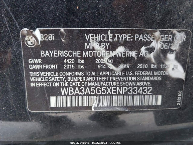 BMW 3 Series 328i 2014 WBA3A5G5XENP33432 Image 9