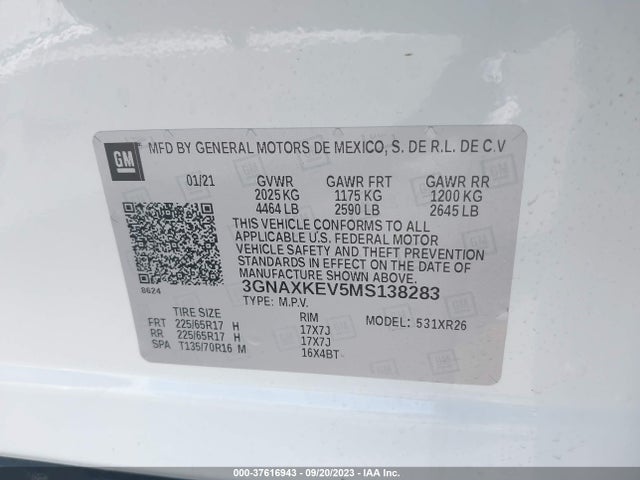 Chevrolet EQUINOX LT 2021 3GNAXKEV5MS138283 Image 9