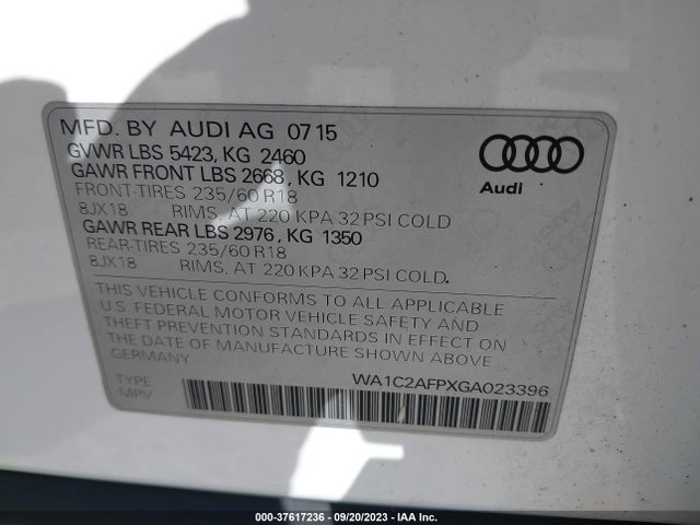WA1C2AFPXGA023396 Audi Q5 PREMIUM