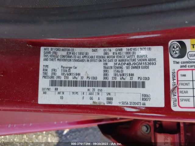 3FADP4BJ9GM153693 Ford FIESTA SE