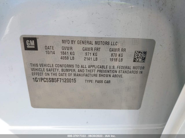 Chevrolet CRUZE LT 2015 1G1PC5SB5F7120015 Image 9