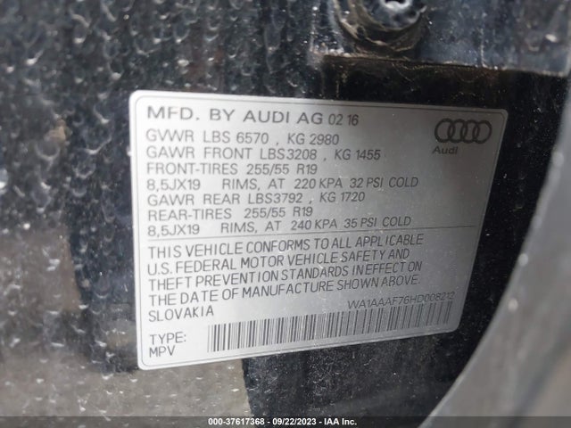 WA1AAAF76HD008212 Audi Q7 PREMIUM