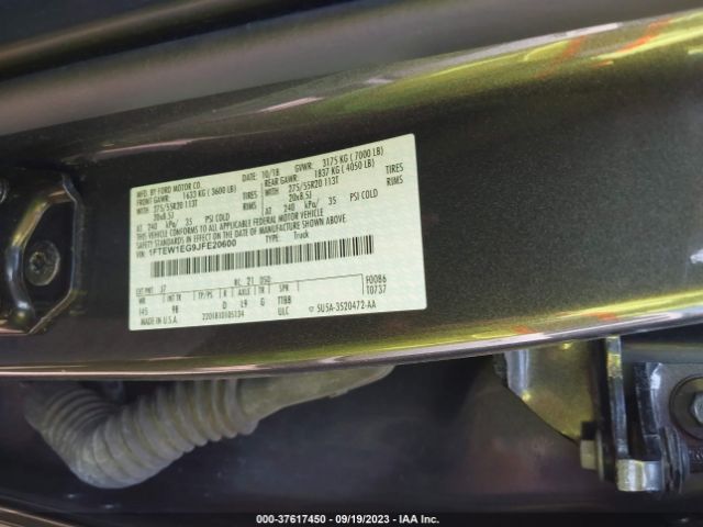 1FTEW1EG9JFE20600 Ford F-150 Platinum